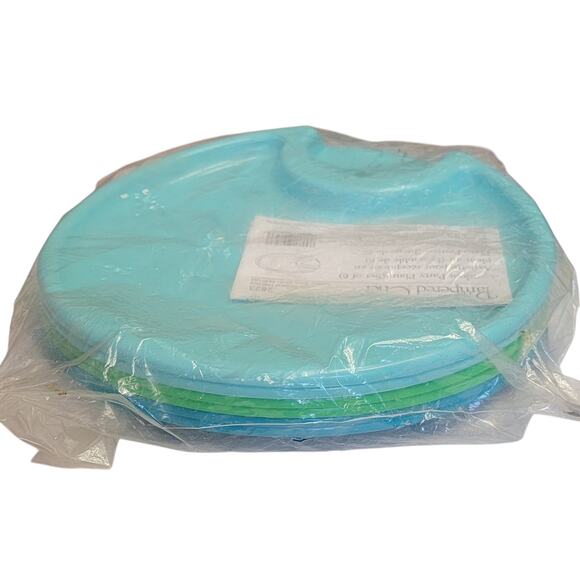 Pampered Chef Outdoor Party Plates 6 Pc Set 2823‎ 10" Blue Green Retired Picnic - Picture 3 of 6